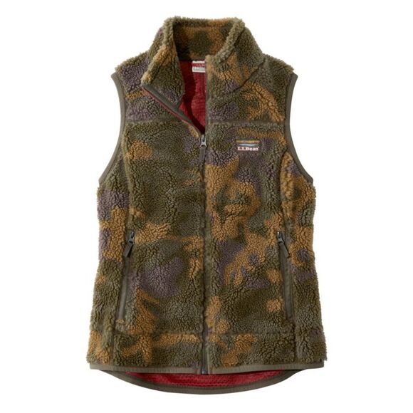 L.L. Bean Camo Vest Deep Pile Fleece Mens XL Full Zip - Picture 1 of 10